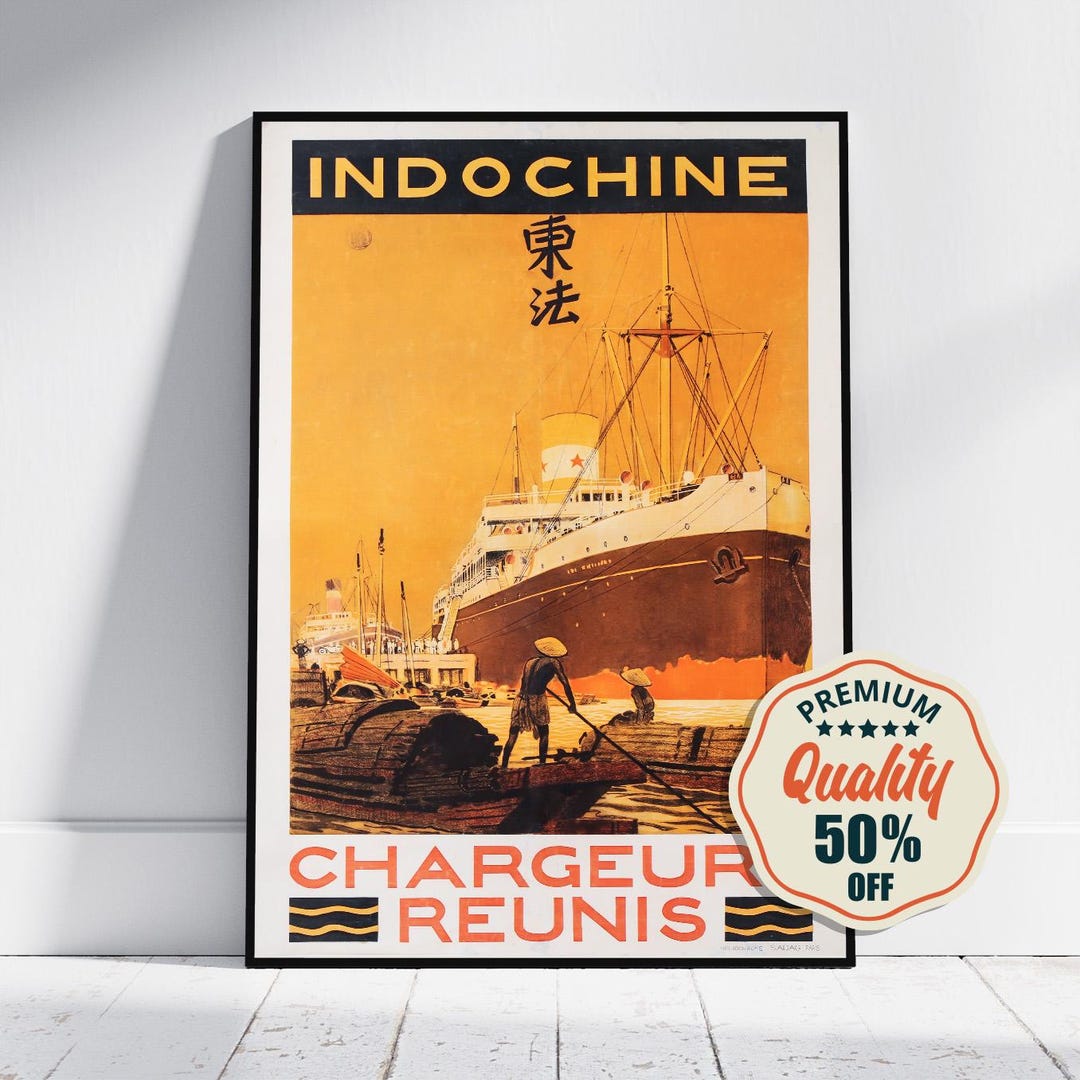 POSTER RETRO &CHARGEURS Réunis - Indochine" (REPRODUCTION) EUR 15,00