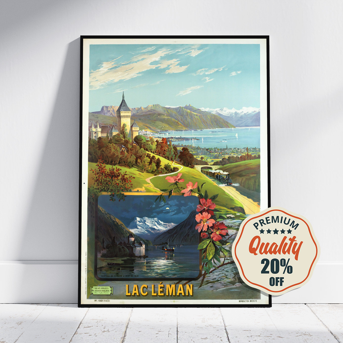 Photo Ancienne - Lac Léman, Château De Chillon Et Dent Du Midi