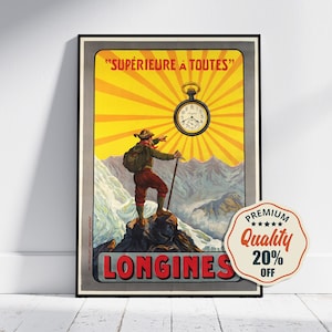 Poster vintage Fine Art - A4, A3...20 x 30 pollici... Longines, Superior Supérieure à toutes, 1910 - Stampa pubblicitaria di orologi vintage