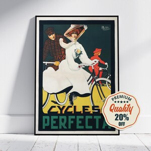 Hi-Res Print - A4, A3...20x30 inch... Cycles Perfecta, White Dress, 1898 - Vintage Bicycle Advertisement Poster