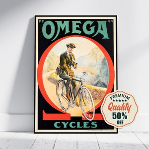 Impresión de alta resolución - A4, A3... 20x30 pulgadas... Omega Cycles Dorfinant Bicycle, 1920 - Cartel publicitario de bicicletas vintage