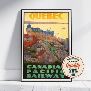 Vintage Fine Art Poster - A4, A1...20x30 inch... Canadian Pacific Railway, Visit Quebec - Vintage Airline Print