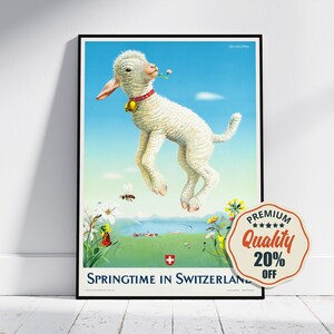 Impresión de alta resolución - A4, A3... 20x30 pulgadas... Viajes suizos, Primavera en Suiza, Frühlingsfahrten, Donald Brun, 1945 - Cartel de viaje vintage