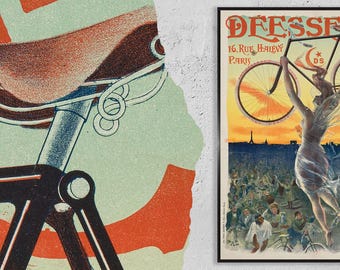 Vintage Fine Art Poster - A4, A1...20x30 inch... Déesse, 16 rue Halévy. Paris, Bicycle , Cycles, 1890 - Antique Cycling Advertising Print