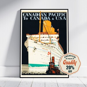 Impresión de alta resolución - A4, A3... 20x30 pulgadas... Kenneth Denton Canadian Pacific de Shoesmith, 1933, Travel Boat Poster