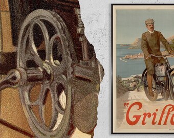 Vintage Fine Art Poster - A4, A1...20x30 inch... Griffon by F. Hugo d'Alési, Bike, Bicycle, Cycles, Paris 1904 - Antique Cycling Ad Print