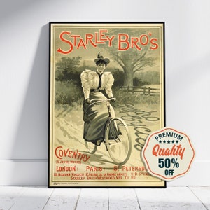 Stampa ad alta risoluzione - A4, A3...20x30 pollici... Starley Bros Psycho Cycles Coventry Bicycle, 1890 - Poster pubblicitario antico