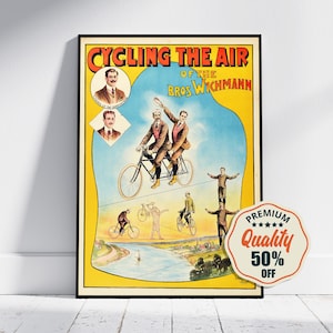 Impresión de alta resolución - A4, A3... 20x30 pulgadas... Ciclismo, The Air Bros Wichmann Design, 1905 - Cartel publicitario de circo antiguo
