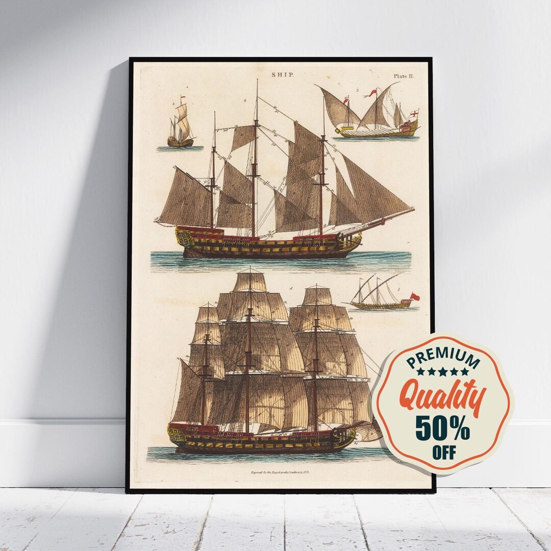Vintage Fine Art Poster - A4, A2...18x27 Inch... Ship Configurations by ...