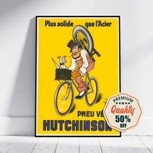 Stampa ad alta risoluzione - A4, A3...20x30 pollici... "Hutchinson Tyres" Stronger Than Steel, 1920 - Poster pubblicitario di biciclette vintage
