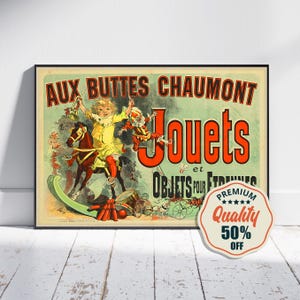 Vintage Fine Art Poster - A4, A1...20 x 30 inch... Aux Buttes Chaumont. Jouets et objets pour étrennes, Chéret, Jules, 1885. sitcom Freunde.