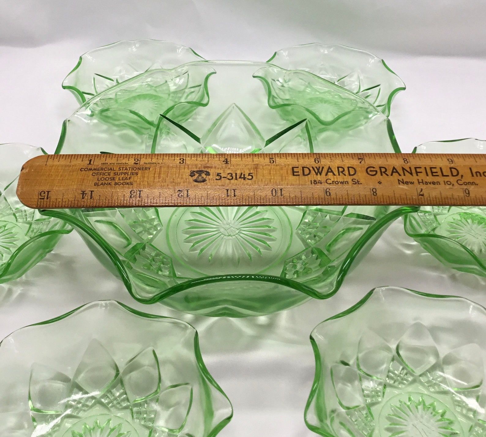 Anchor Hocking Uranium Glass Fruit Bowl Set Etsy