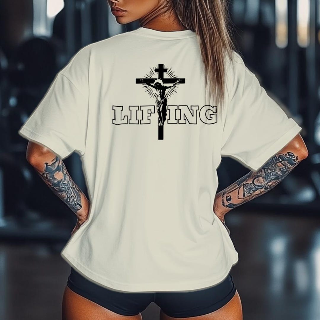 Lifting Jesus Cross Shirt, Christian Gym Apparel, Unisex Christian