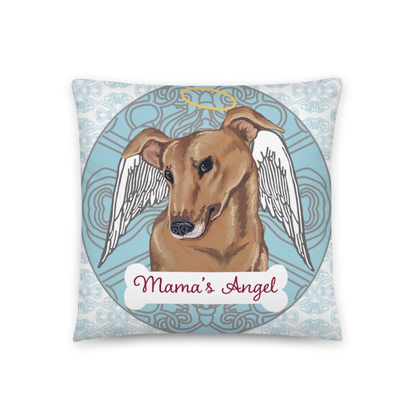 GREYHOUND ANGEL Coussin décoratif soyeux pour mettre en valeur un canapé ou un lit en cadeau pour les mamans toutous en bleu