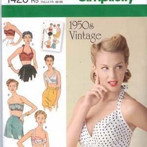 Misses Sewing Pattern Simplicity 1426  Retro 1950s Style Halter Top Bra Shirt Size 4-12 UNCUT 50s Multisize