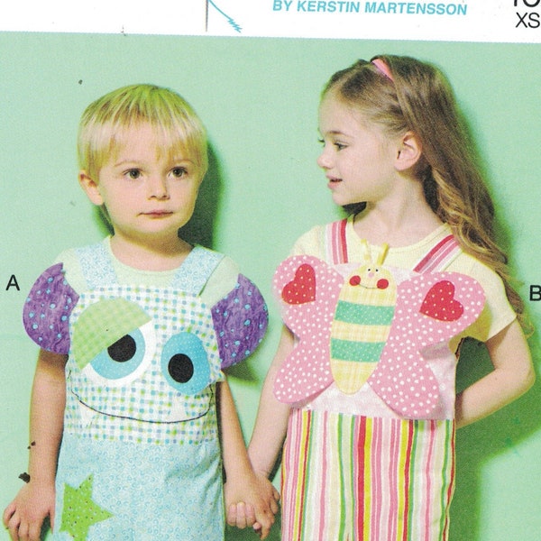 Kids Sewing Pattern Kwik Sew K4205 4205 Toddlers Boys Girls Sweet Chic Design Overalls Monster Butterfly Boutique Size T1 T2 T3 T4 UNCUT