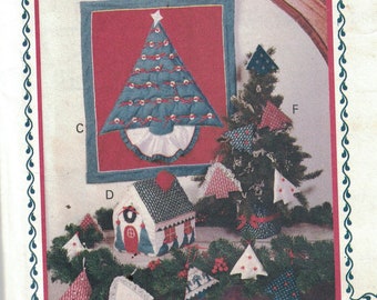Vintage Christmas Sewing Pattern 18 Calico Fabric Advent Tree Centerpiece PDF Instant Digital Download Holiday Calendar Tabletop Tree E1