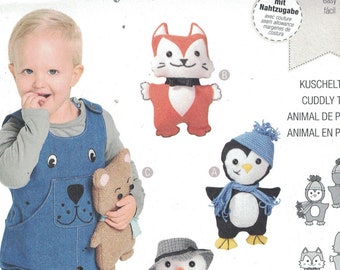 Craft Sewing Pattern Burda 6395 Cuddly Toy Stuffed Animal Fox Penguin Bear Snowman Toy Doll UNCUT