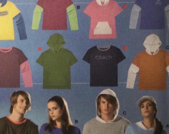 Patron de couture Misses Burda 7916 T-shirt ou sweat à capuche facile à enfiler mode jeune avec poche kangourou taille 6 8 10 12 14 16 18 non coupé