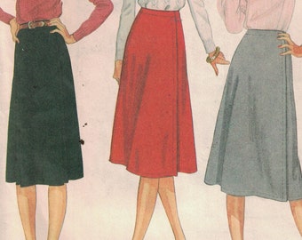 1980s Vintage Sewing Pattern McCalls 7634 Misses Wrap Front Skirt Size 16 or 18 1981 UNCUT