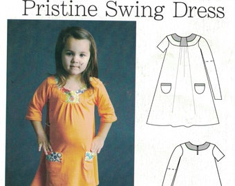 Niños patrón de costura blanco patrones de pizarra F730 niñas impecable swing vestido tamaño 18 meses - 8 años UNCUT