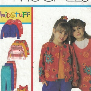 Kids Sewing Pattern McCalls 9479 Girls Easy Kidstuff Jumper Jacket Top and Pull on Pants Size 4 5 6 UNCUT