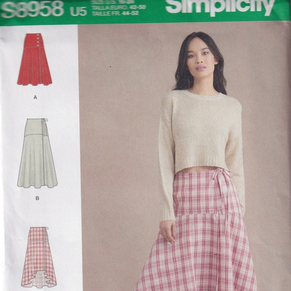 Misses Sewing Pattern Simplicity S8958 8958 Wrap Skirts with Length and Yoke Variations Size 6-14 or 16-24 UNCUT