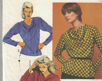 1980s Vintage Sewing Pattern Simplicity 9650 Misses Loose Fitting Pullover Bias Top Size Medium 14 16 Bust 36 38 1980 COMPLETE