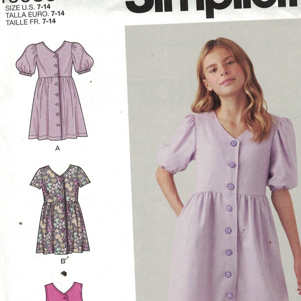 Kids Sewing Pattern Simplicity S9281 9281 R10986 Girls Dresses Top and Pants Size 3-6 or 7-14 UNCUT