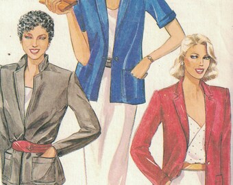 1980s Sewing Pattern McCalls 6943 Misses Blazer Jacket Long Short Sleeves Size 8 Bust 31 1/2 80s UNCUT