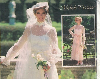 1980s Vintage Sewing Pattern Simplicity 7261 Misses Romantic Gatsby Michele Piccione Wedding Dress Gown Bridesmaid Size 12 or 20 1985