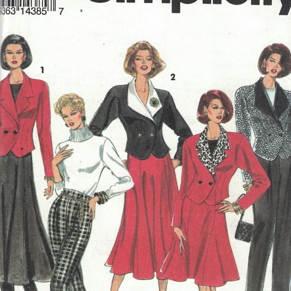 1990s Vintage Misses Sewing Pattern Simplicity 8549 Misses Skirt Pants Jacket Retro Career Wear Size 12 14 16 UNCUT