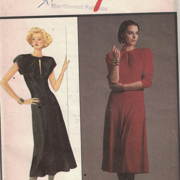 1980s Vintage Sewing Pattern Style 4812 Bruce Oldfield Misses Designer Pullover Dress Size 8 But 31  1/2 1986 80s UNCUT