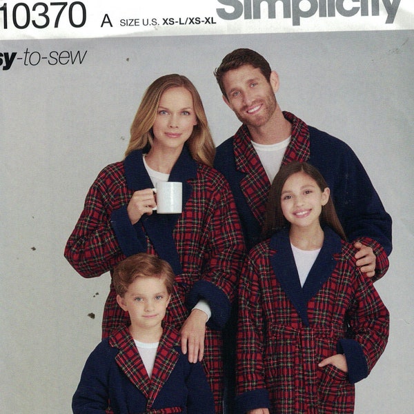 Adult and Childs Sewing Pattern Simplicity S9021 9021 R10370 R10703 Misses Mens Boys Girls Unisex Family Belted Robe Robes UNCUT