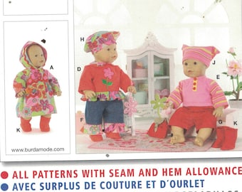 Craft Sewing Pattern Burda 7903 Easy Doll Clothes Size 16-18 Inch UNCUT