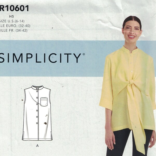 Misses Sewing Pattern Simplicity S9143 9143 R10601 Misses Button Front Top with Draped Front Variations  Size 6-14 or 14-22 UNCUT