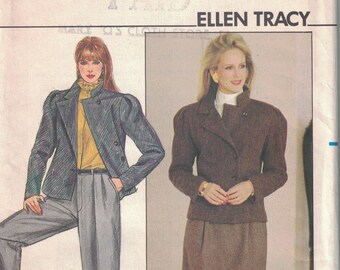 1980s Vintage Sewing Pattern Butterick 4582 Ellen Tracy Designer Jacket Skirt Pants Career Suit Misses Size 14 Bust 36 80s UNCUT