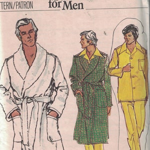 1980s Vintage Sewing Pattern Vogue 8359 Mens Robe and Pajamas Size Large Chest 42 44 UNCUT