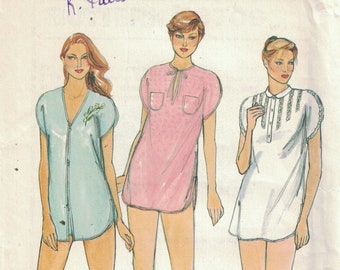 1980s Vintage Sewing Pattern Butterick 3709 Misses Nightshirt Nightgown Shorts Pajamas PJs Size Small Size 8 10 UNCUT