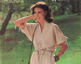 1980s Vintage Cucito Modello Vedere e Cucire Butterick 6001 Misses Abito aderente sciolto Taglia 16 - TAGLIO e COMPLETO