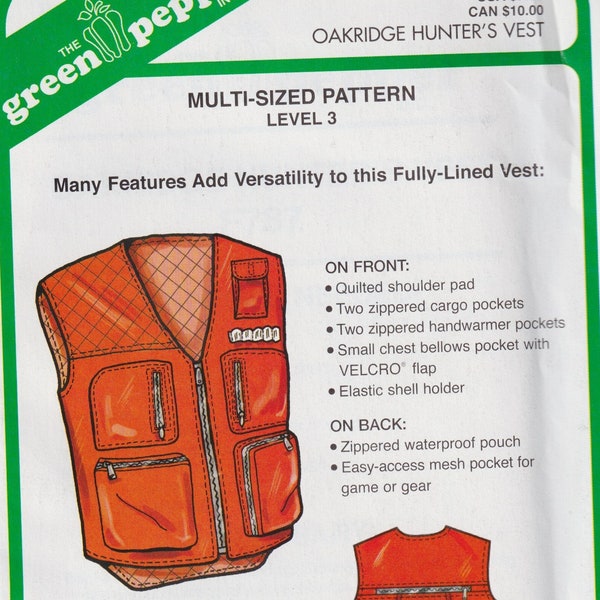 Craft Sewing Pattern Green Pepper F787 Oakridge Hunter's Vest UNCUT