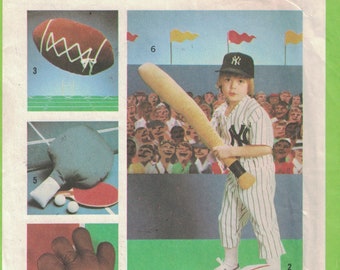 1970s Vintage Sewing Pattern Simplicity 9130 Misses Set of Sports Pillows Baseball Football Tennis Ping Pong 1979 70s