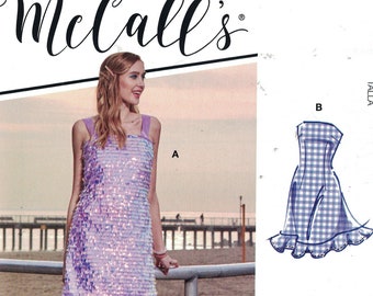 Misses Sewing Pattern McCalls M8111 8111 R10619 Easy Sleeveless strapless Short Dresses #CelesteMcCalls Size 6-14 or 16-24 UNCUT