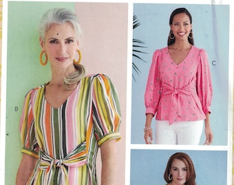 Misses Sewing Pattern Butterick B6731 6731 R10559 Misses Top Tunic with Tie Front Size 6-14 or 14-22 UNCUT