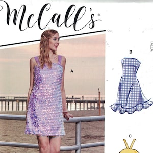 Misses Sewing Pattern McCalls M8111 8111 R10619 Easy Sleeveless strapless Short Dresses #CelesteMcCalls Size 6-14 or 16-24 UNCUT