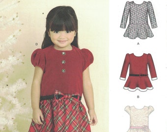 Kids Sewing Pattern Simplicity 1262 S0621 Girls Holiday Drop Waist Christmas Party Dress Santa Size 1/2-4 UNCUT