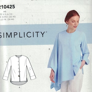 Misses Sewing Pattern Simplicity S9058 9058 R10425 Button Front Top with Sleeve Drape Variations Size 6-14 or 14-22 UNCUT