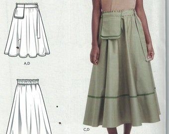 Misses Sewing Pattern Simplicity S9144 9144 R10605 Misses Gathered Waist Circle Skirt with Pocket Belt  Size 6-14 or 14-22 UNCUT