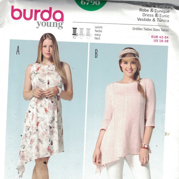 Misses Sewing Pattern Burda 6790 Misses Tunic and Dress Plus Size 16-28 UNCUT