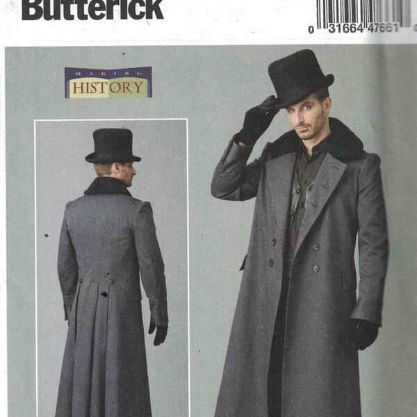 Mens Sewing Pattern Butterick B6609 6609 Making History Costume Coat Victorian Steampunk Double Breasted Chest Size 38-44 or 46-52 UNCUT